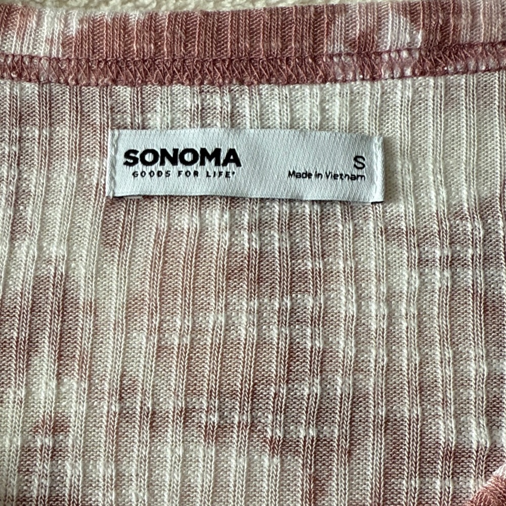 Sonoma Floral V-Neck Long Sleeve Tie Front Top - Pink and White - Picture 5 of 8